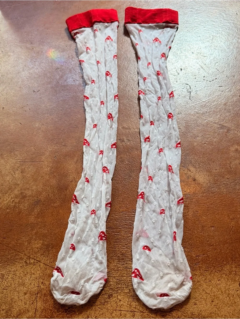 Sheer Red Mushroom Dot Tights